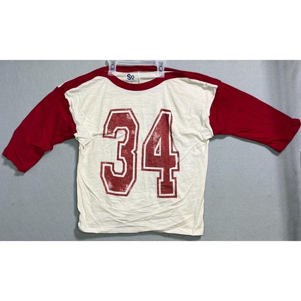 S Jersey-Type T-Shirt Kids Red Medium Tee Cotton 3/4 Sleeve Shirt Boys Girls'